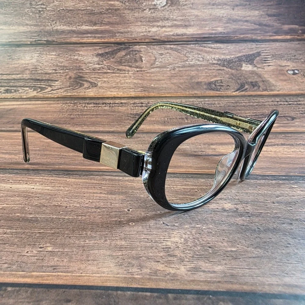 Kate Spade Women's Sunglasses Black‎ Gold Glitter 53mm Cat Eye Frame